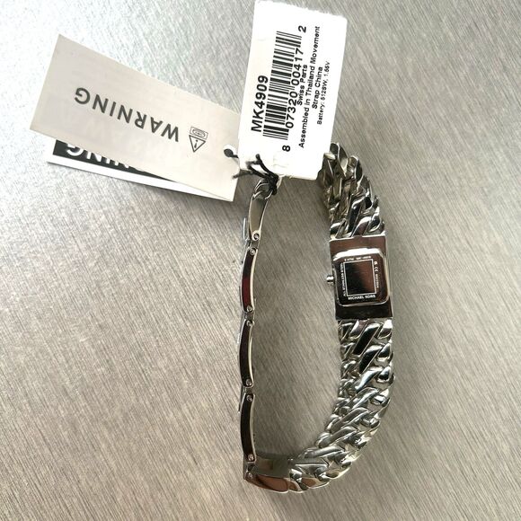 Michael Kors Women's Silver Tone Chain Darrington Mini White Dial Watch MK4909 - Picture 8 of 9